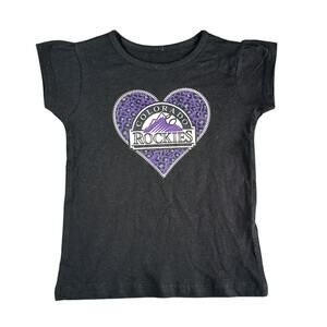 Colorado Rockies MLB Tee Toddler Girls 3T Black Purple Baseball T-Shirt NWT
